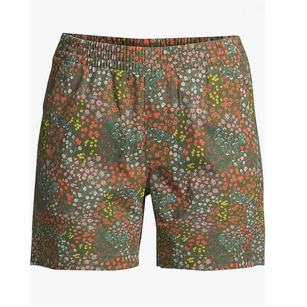 Lands' End Women's 20W Pull On Chino Shorts 7" Elastic Waist Mid-Rise Pockets